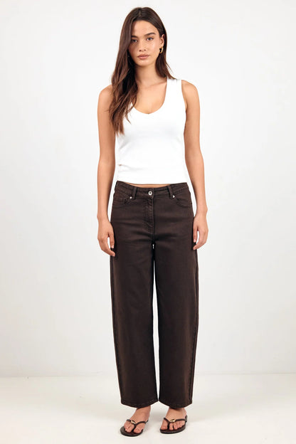 IVY & JACK -  TRADITION BARREL JEANS - DARK CHOCOLATE