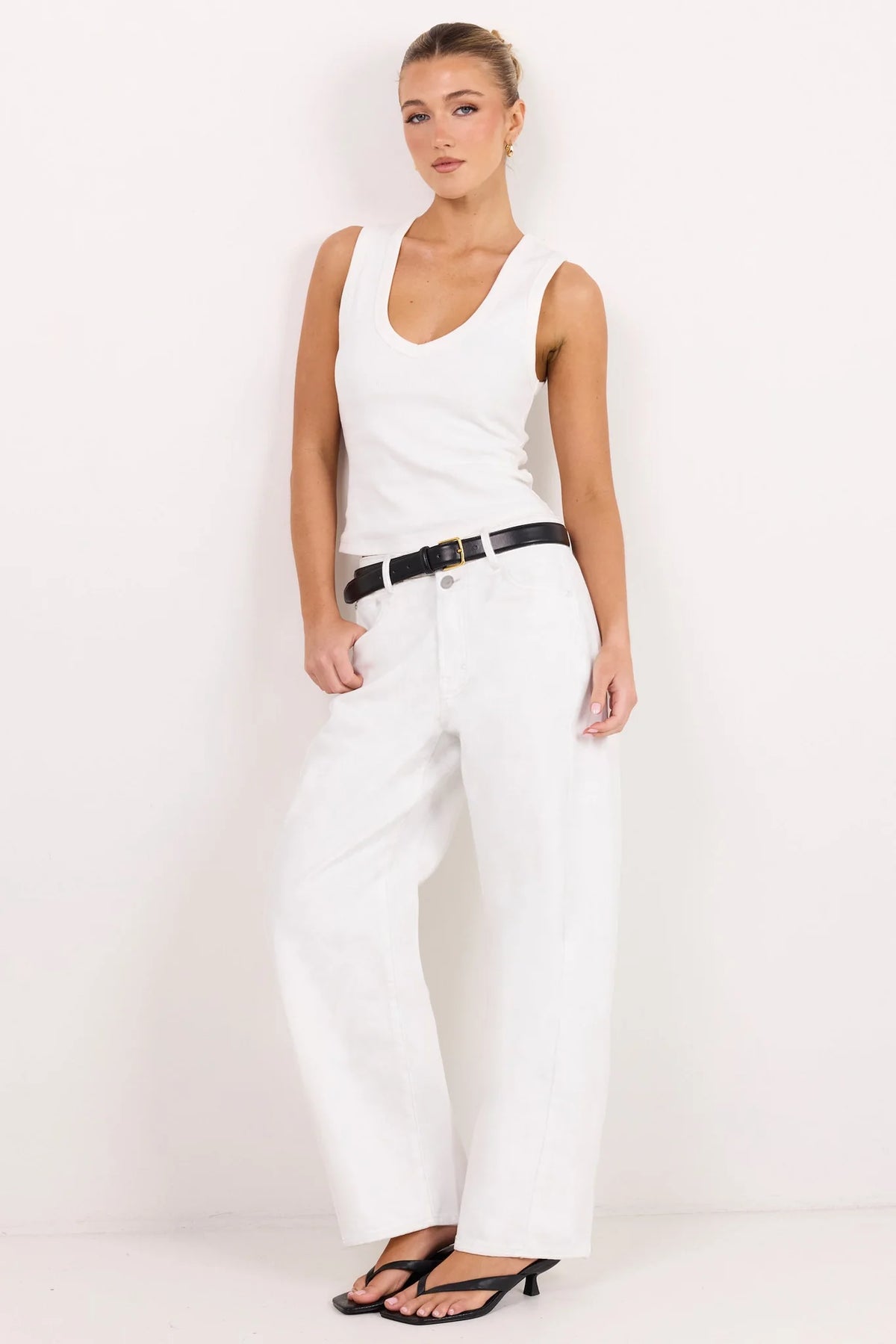 AMONG THE BRAVE - VARSITY BARREL JEANS - IVORY