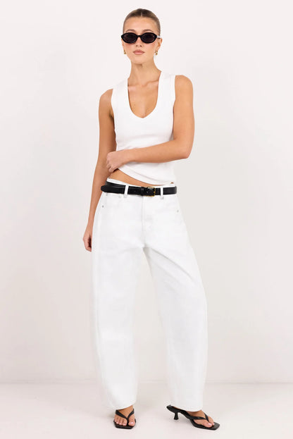 AMONG THE BRAVE - VARSITY BARREL JEANS - IVORY