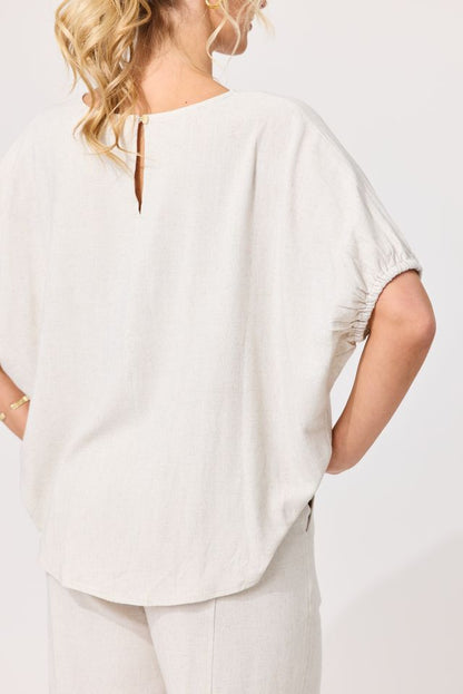 LEMON TREE DESIGN - COSTA LINEN TOP - OATMEAL