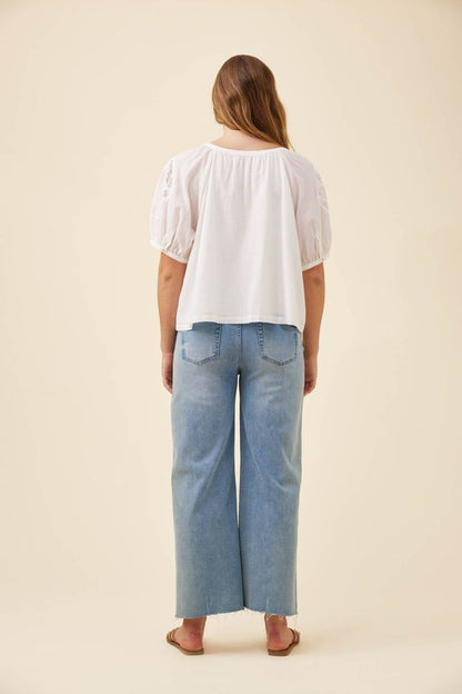 ISLE OF MINE FRANCES BUTTON TOP - WHITE