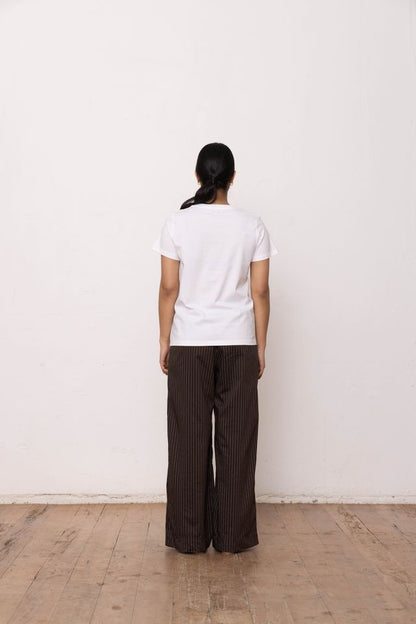 DRESSED FLORAL SKETCH T-SHIRT - WHITE/BLACK PRINT