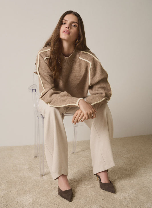 ESMAEE GETAWAY SWEATER - MOCHA / IVORY
