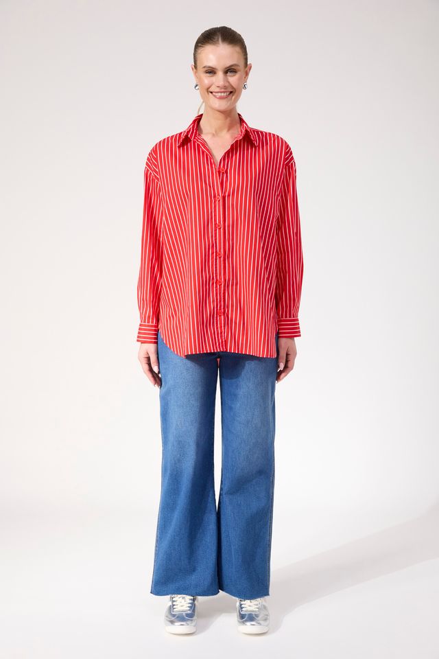 HAVEN FAIRBANKS STRIPE SHIRT - RED