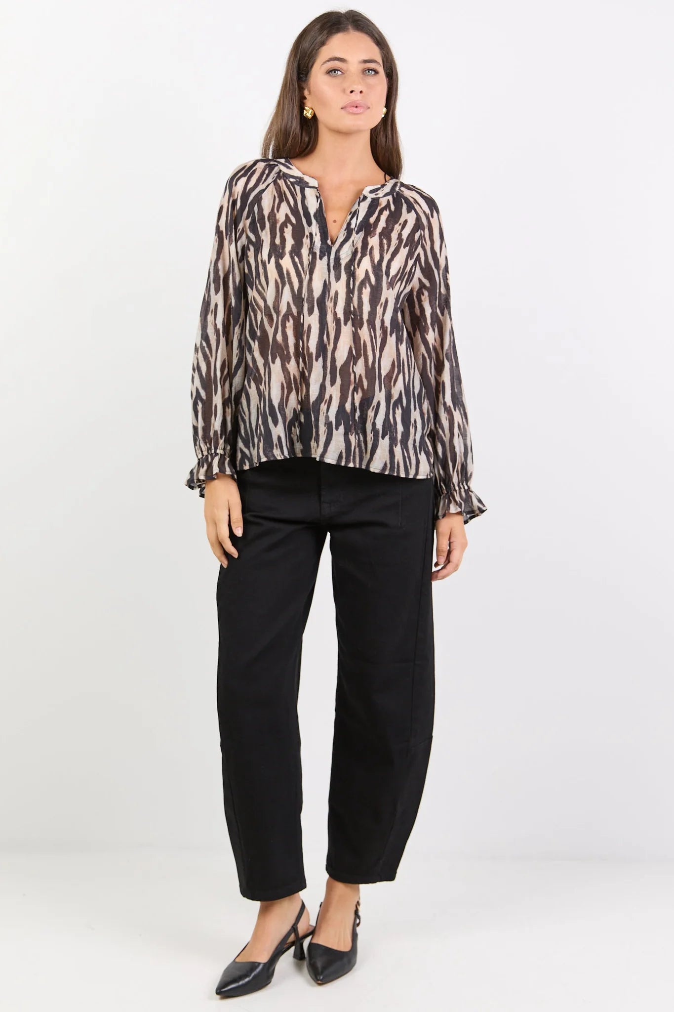 BY ROSA WOODLAND L/S TOP - BLACK ZEBRA