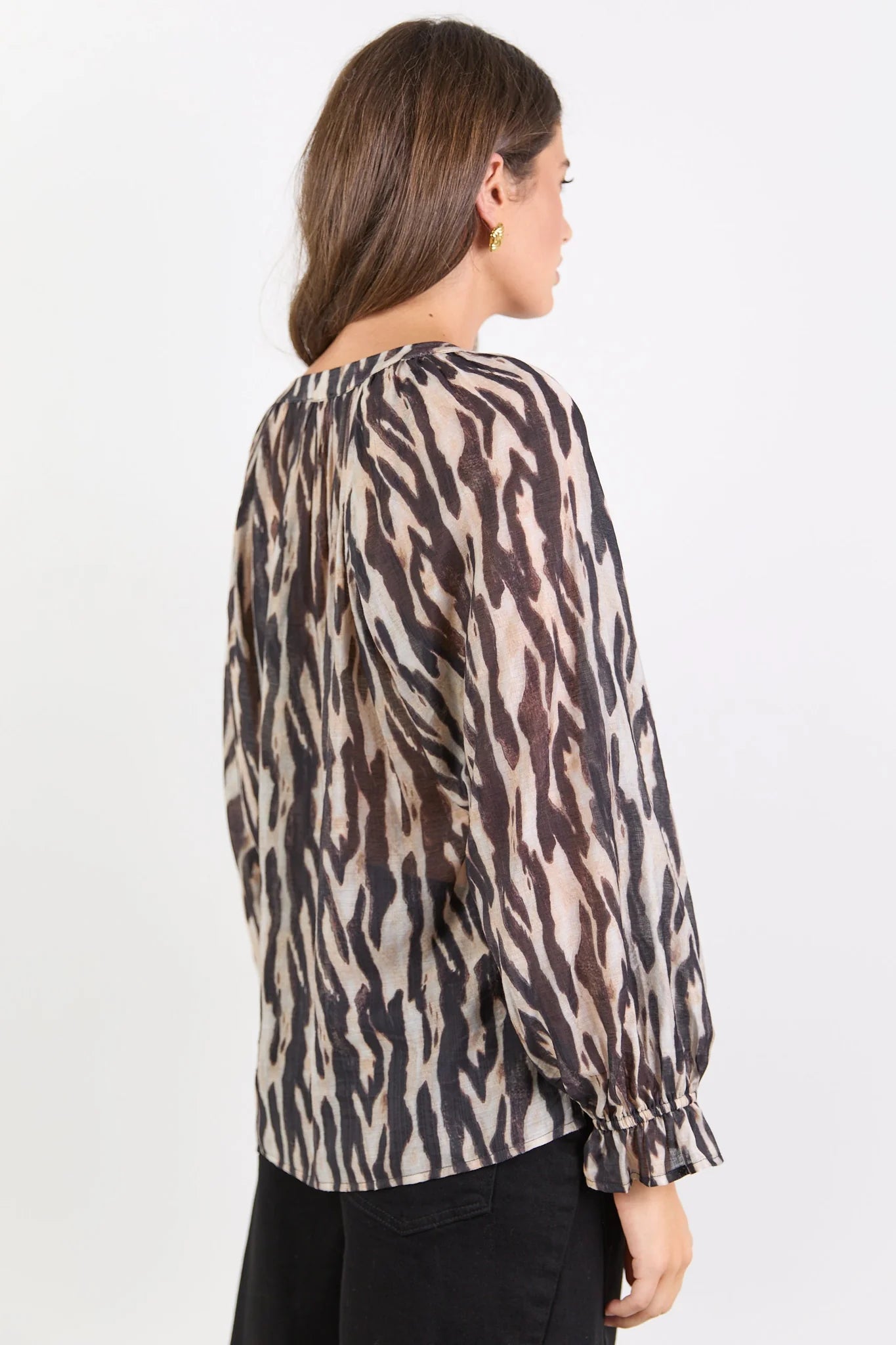BY ROSA WOODLAND L/S TOP - BLACK ZEBRA