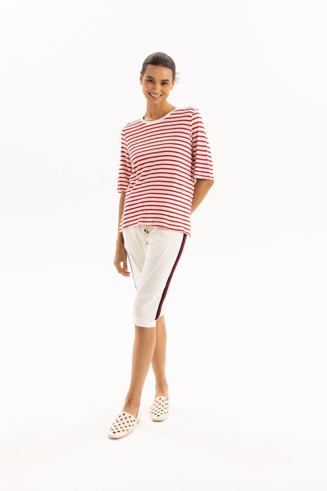 TWO BY TWO LINEN TEE - RED STRIPE