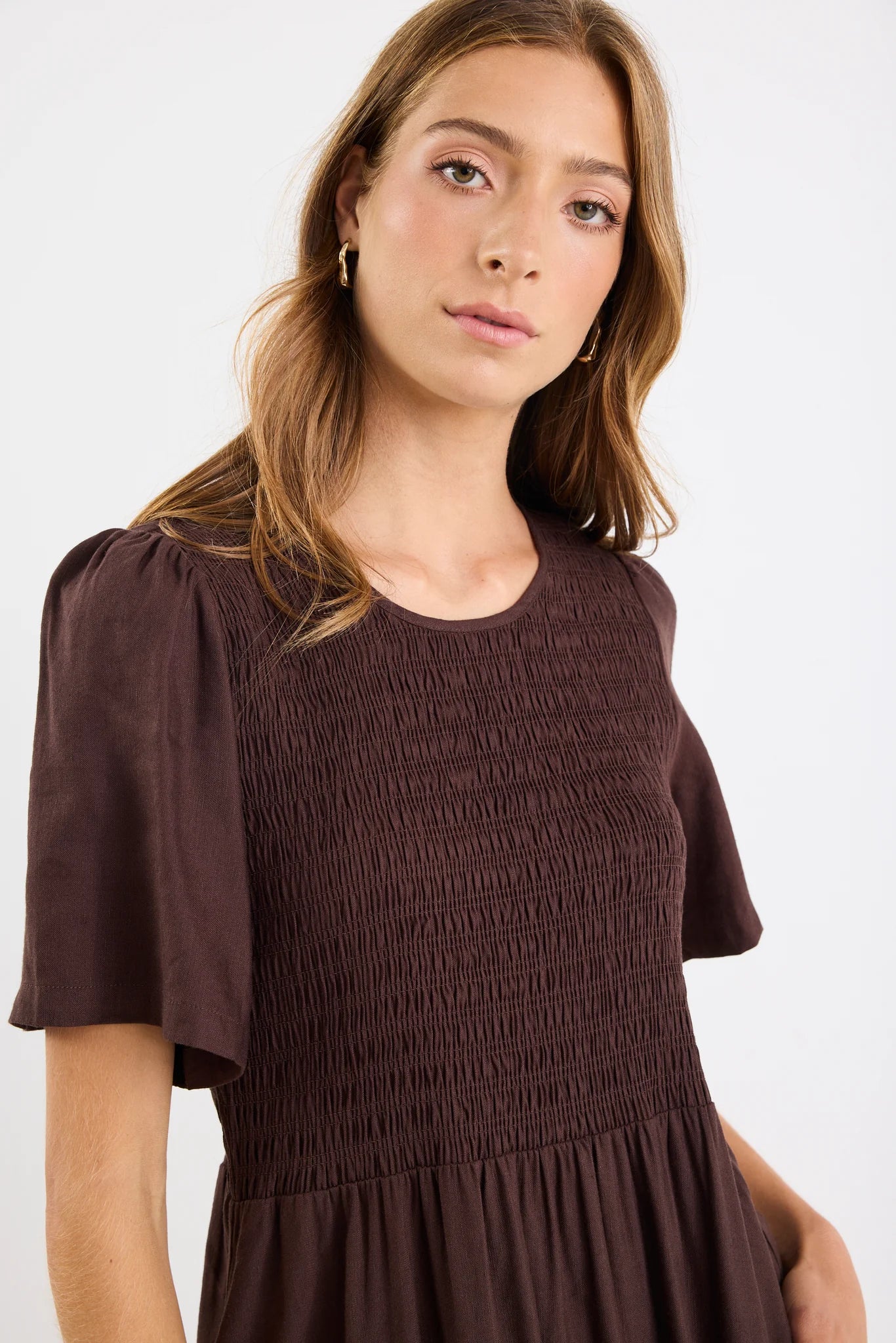 RE:UNION LABEL - WREN MIDI DRESS - CHOCOLATE