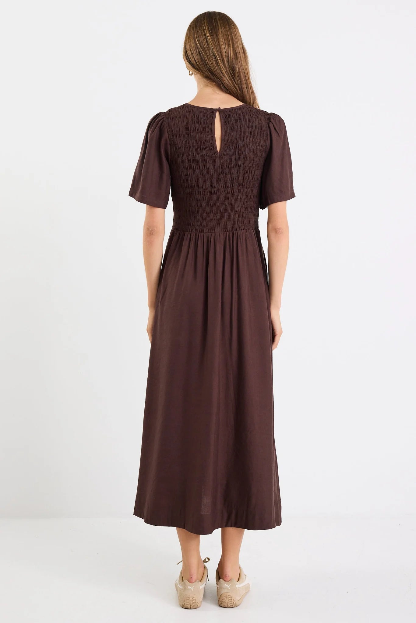 RE:UNION LABEL - WREN MIDI DRESS - CHOCOLATE