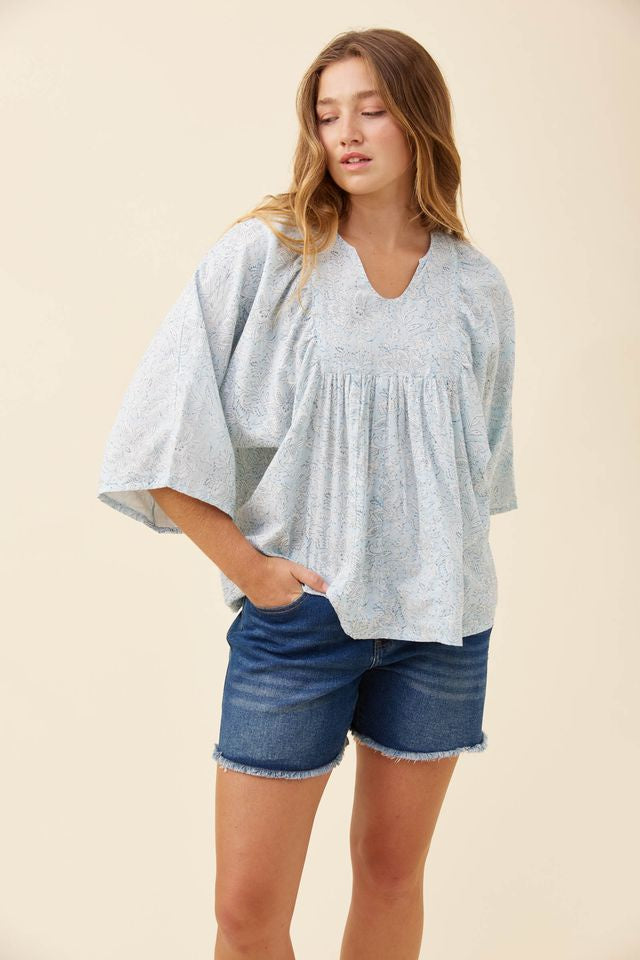 ISLE OF MINE WILMA BLOUSE - LIGHT BLUE