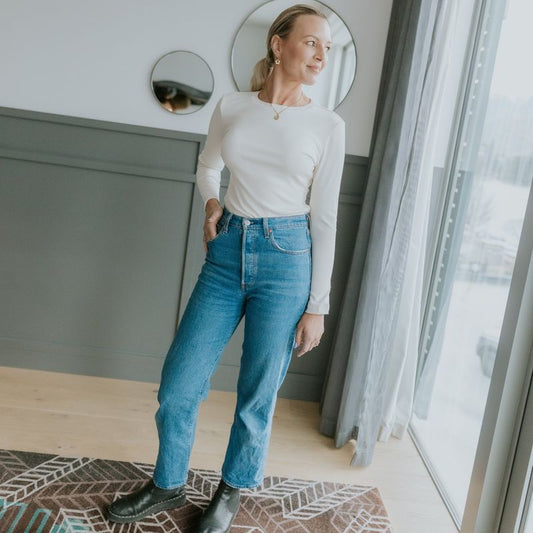 MOKE NZ LINA L/SLEEVE RIB KNIT - PEARL