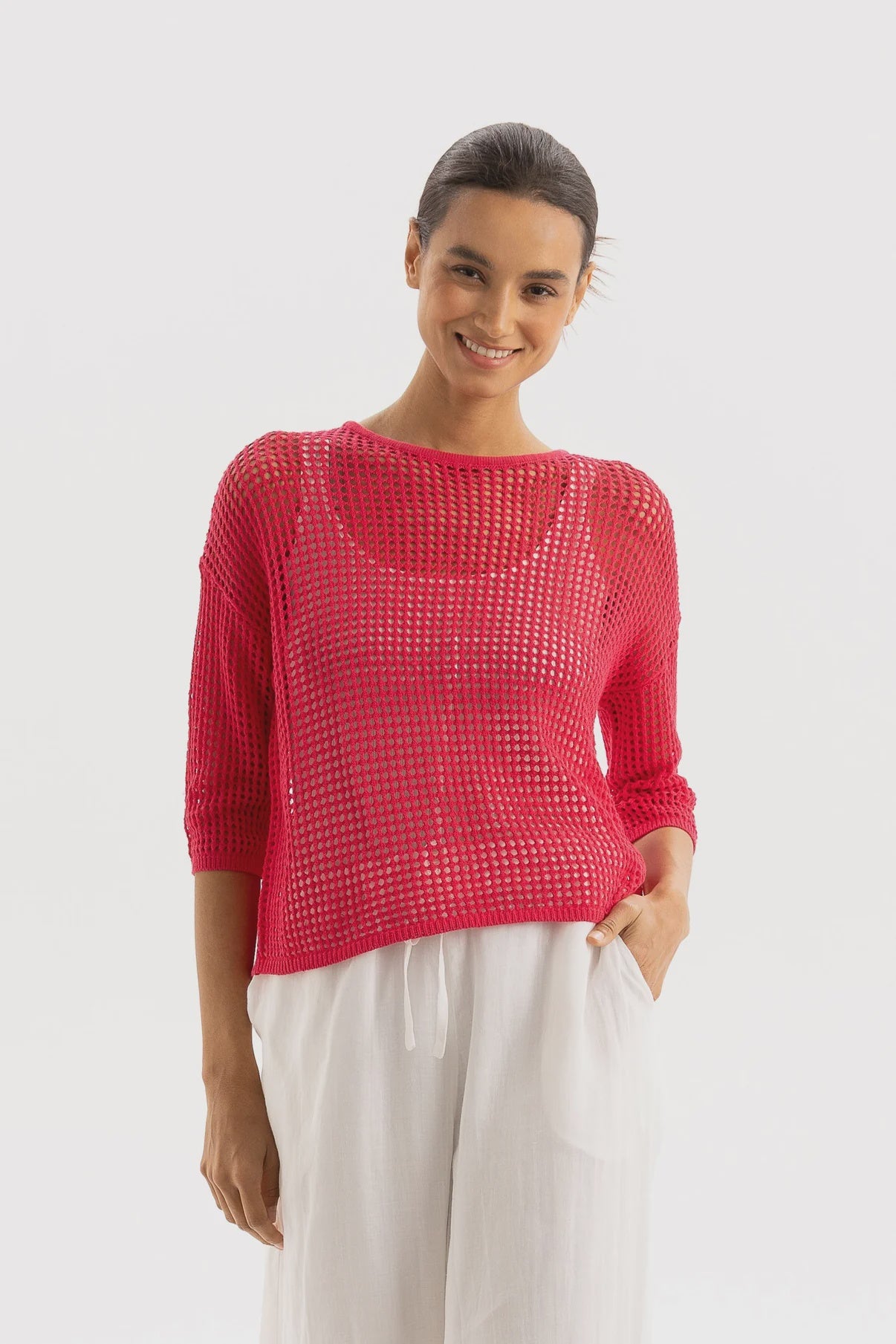 TWO BY TWO REBE TOP - HOT PINK