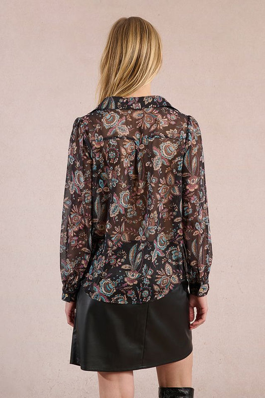 MOLLY BRACKEN WOVEN SHIRT - BLACK AMALIA