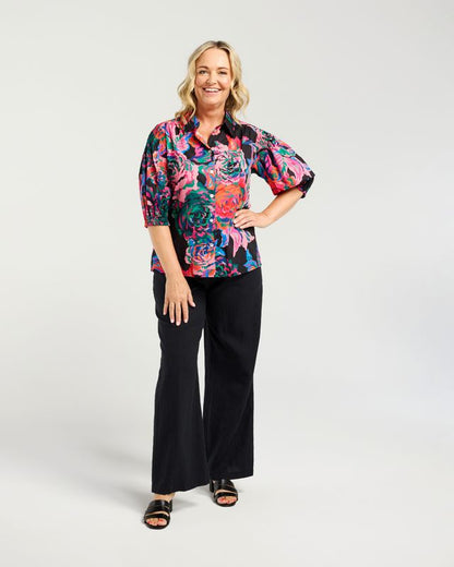 ZAFINA ALICE SHIRT- ABSTRACT GARDEN