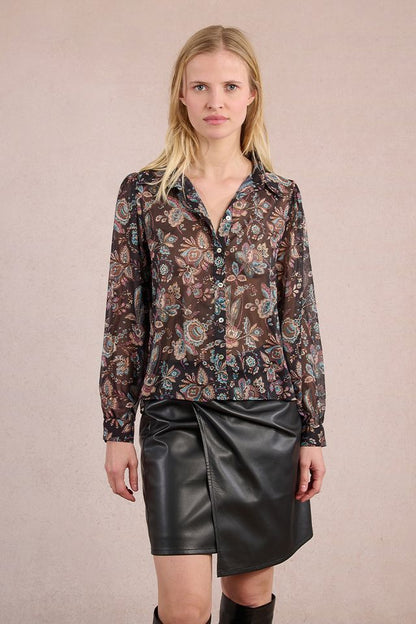 MOLLY BRACKEN WOVEN SHIRT - BLACK AMALIA