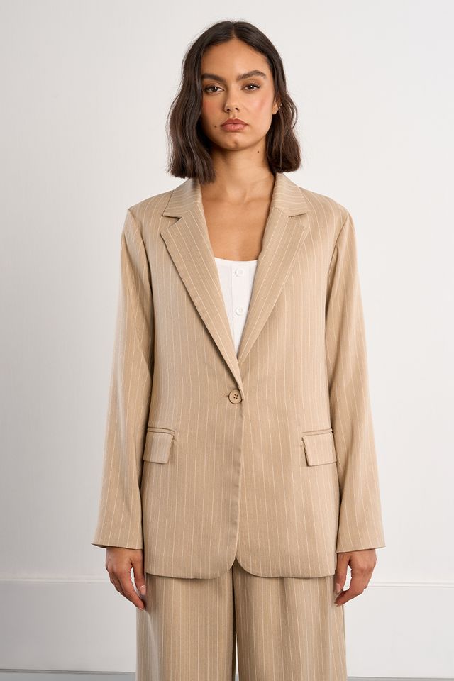 LILI SIDONIO WOVEN BLAZER - BEIGE