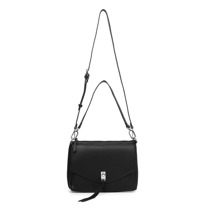 BLACK CAVIAR BAGS - BECKY FLAP CROSSBODY - BLACK