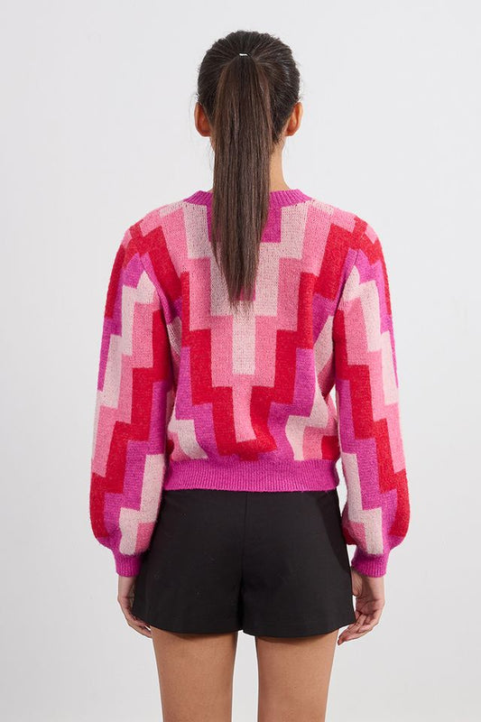LILI SIDONIO KNITTED SWEATER - FUCHSIA