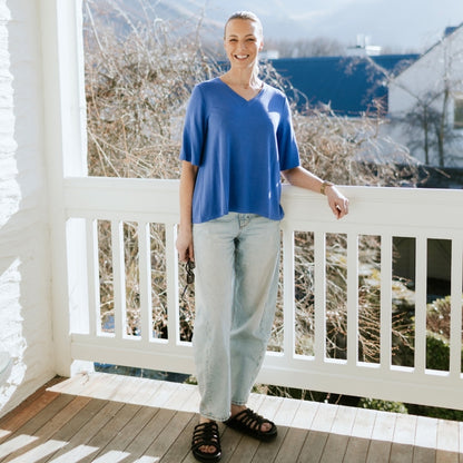 MOKE NZ - ZOE V NECK TEE - DAZZLING BLUE