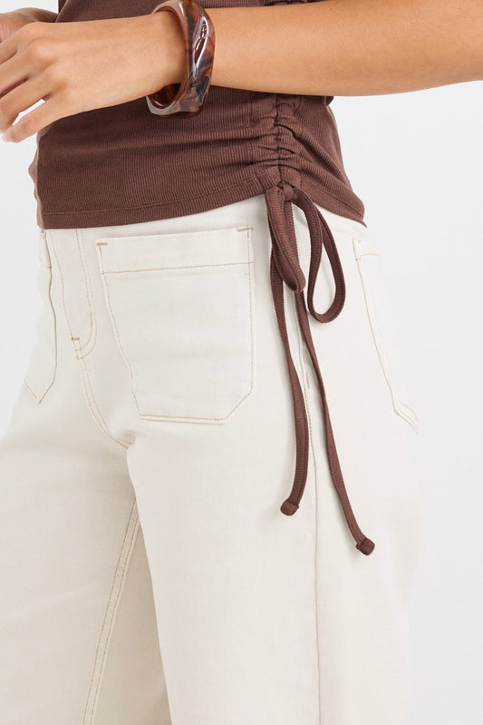 AMONG THE BRAVE - ZOEY HIGH RISE JEAN - ECRU