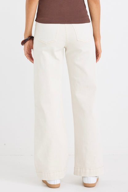 AMONG THE BRAVE - ZOEY HIGH RISE JEAN - ECRU