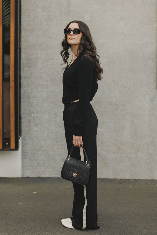 HOME-LEE PALAZZO PANTS - BLACK & SAND