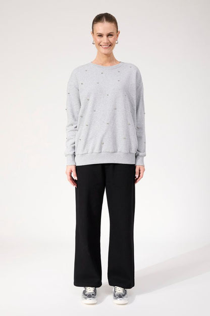 HAVEN BOSTON STUDDED SWEATSHIRT - GREY