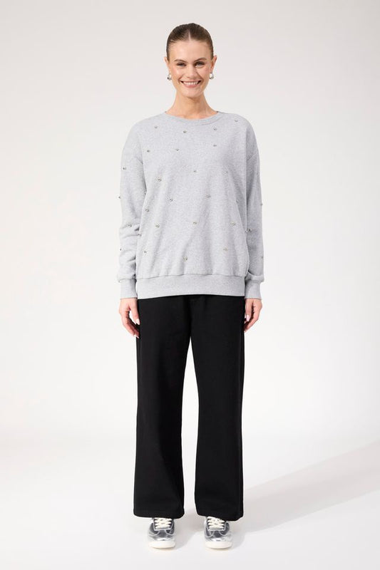 HAVEN BOSTON STUDDED SWEATSHIRT - GREY