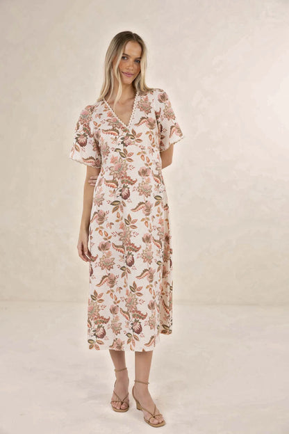 HUMIDITY LIFESTYLE BOH/ROSE MIDI DRESS - BOHEM PRINT