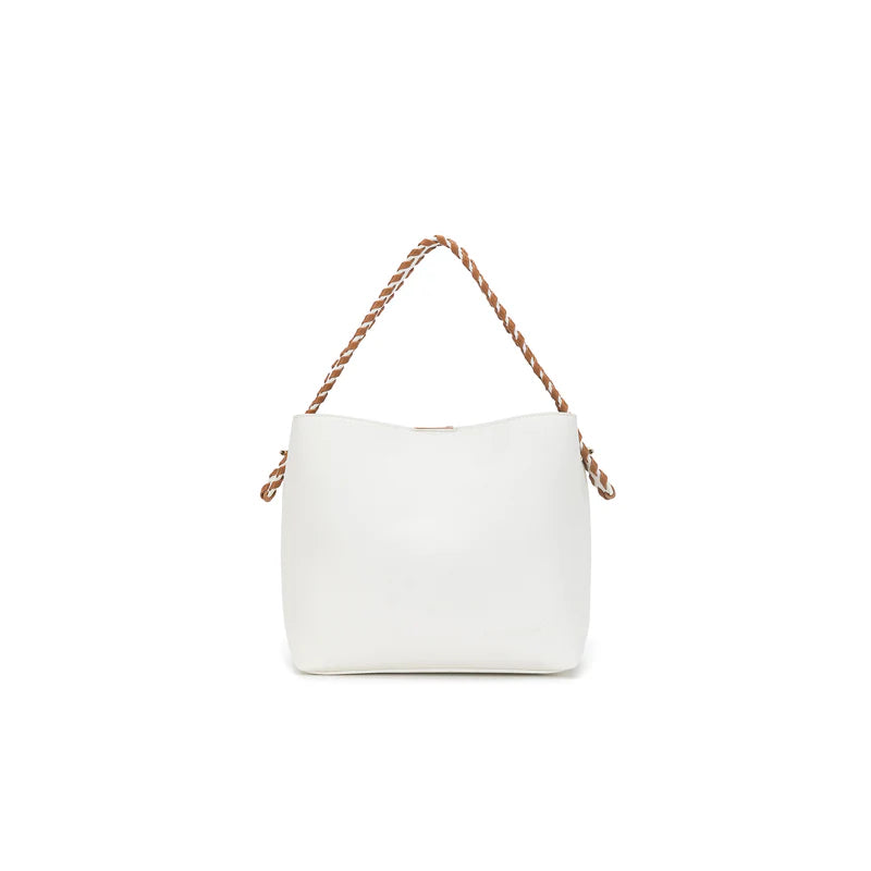 BLACK CAVIAR CAPELLA SHOULDER/CROSSBODY BAG - WHITE/TAN