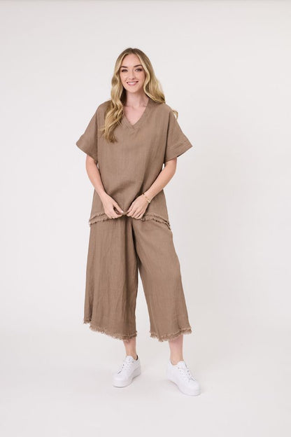 LEMON TREE DESIGN - CAROLA LINEN TOP - MOCHA - 271LTDSS25