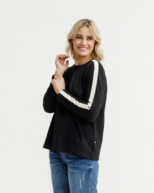 HOME-LEE - L/S CHRIS TEE - BLACK & SAND