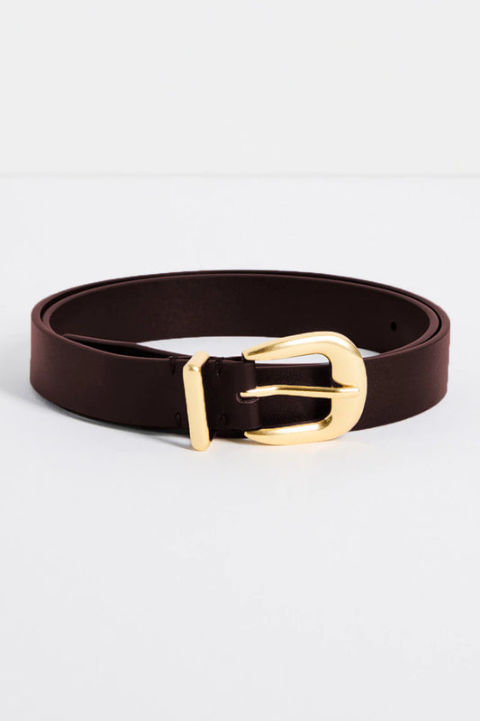 AMONG THE BRAVE BUCKLE LEATHER BELT - BROWN