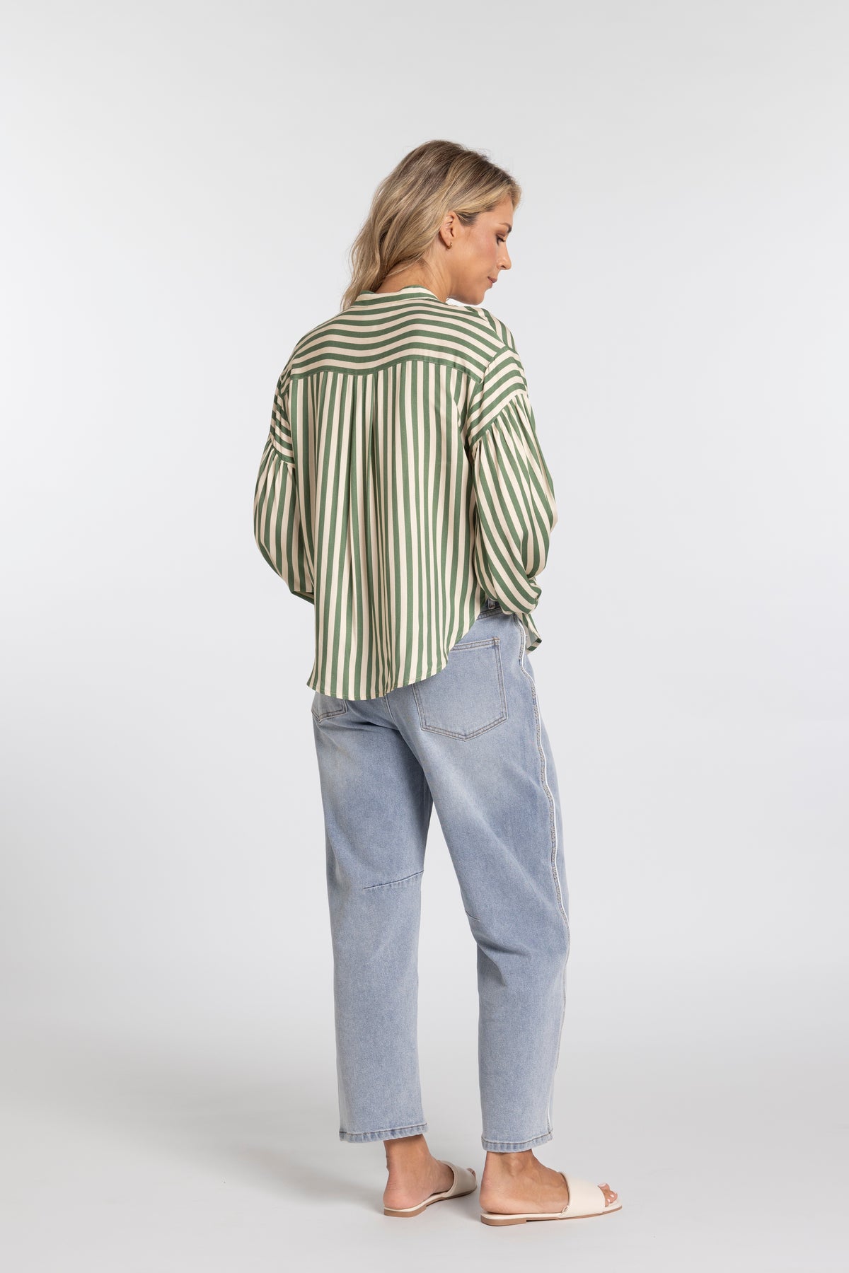 MOSS BRONTE SHIRT - GREEN STRIPE