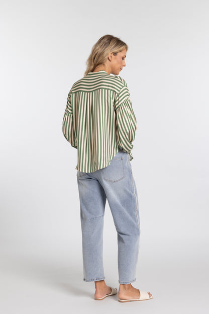MOSS BRONTE SHIRT - GREEN STRIPE