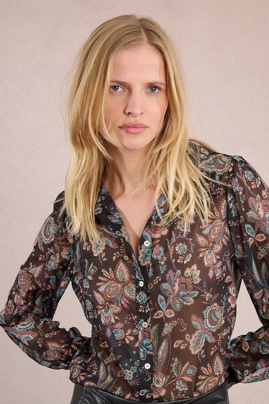 MOLLY BRACKEN WOVEN SHIRT - BLACK AMALIA