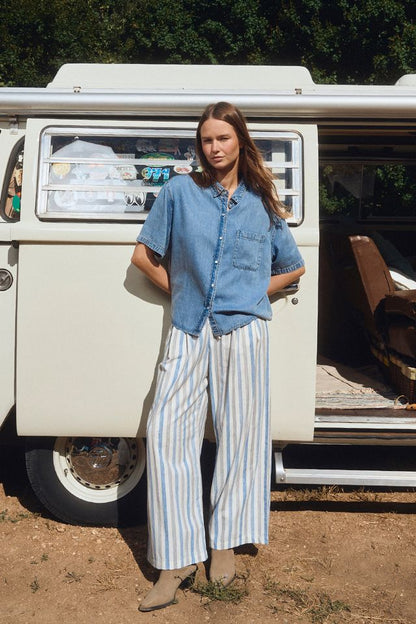 MOLLY BRACKEN WOVEN PANTS - BLUE