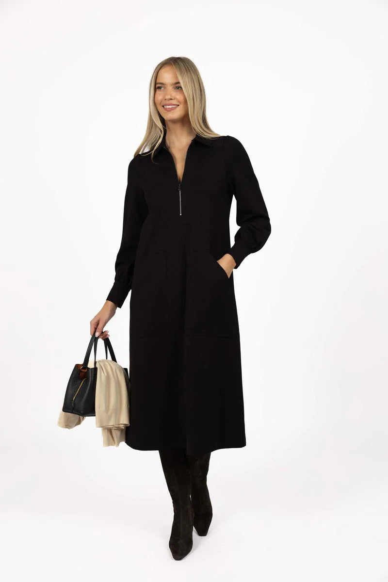 HUMIDITY LIFESTYLE DUNE MIDI DRESS - BLACK