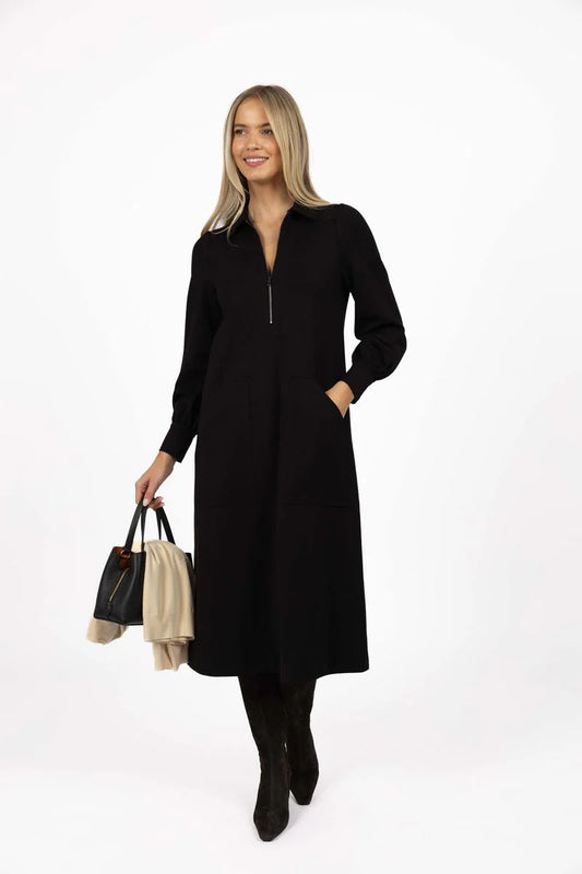 HUMIDITY LIFESTYLE DUNE MIDI DRESS - BLACK