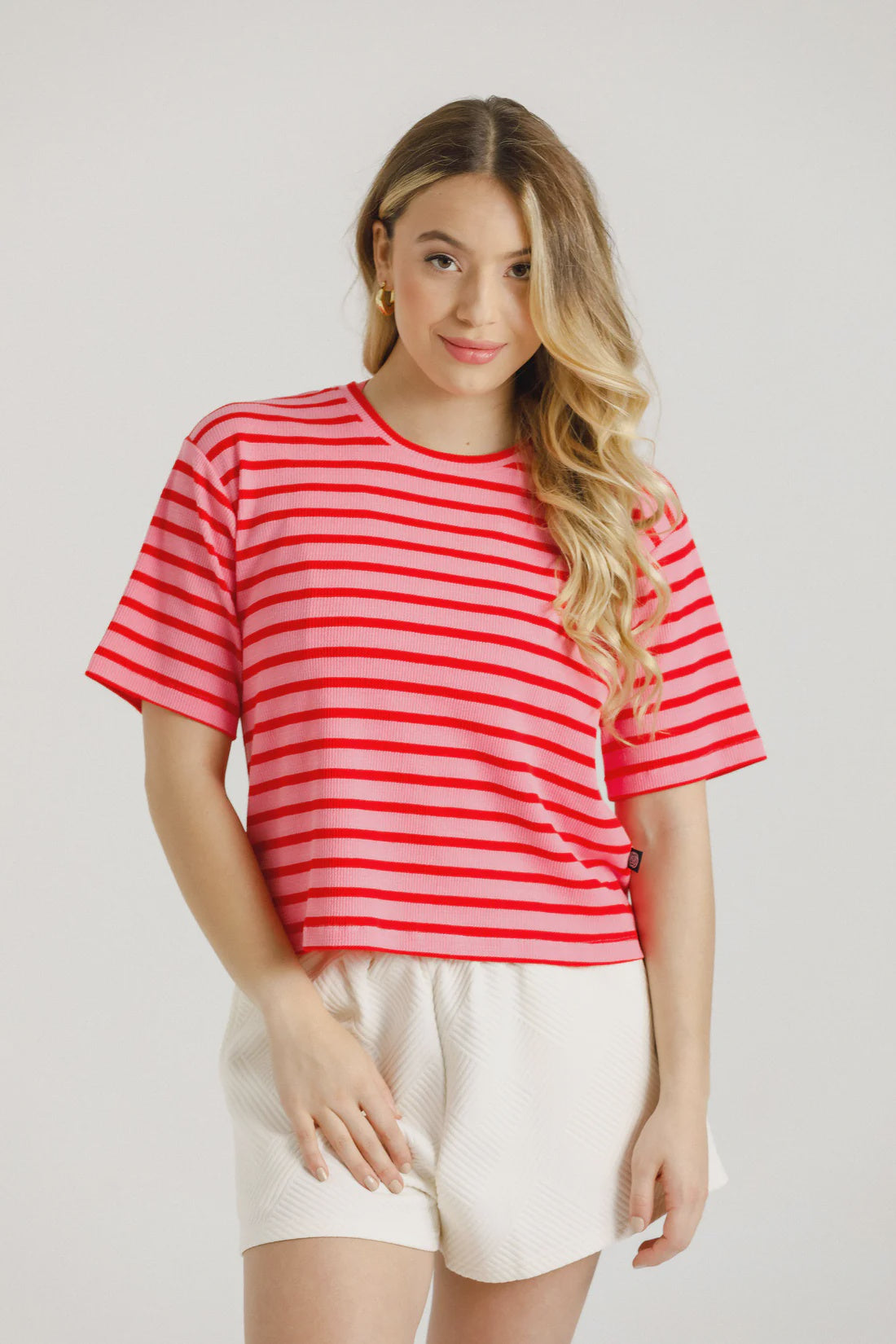 ROSE ROAD CROPPED TEE - BERRY STRIPES