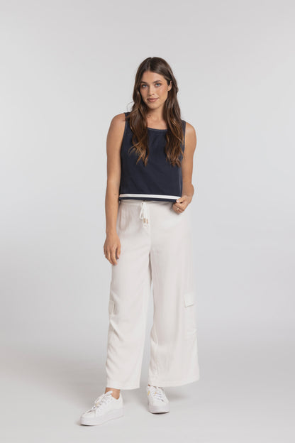 MI MOSO COLLET TOP - NAVY