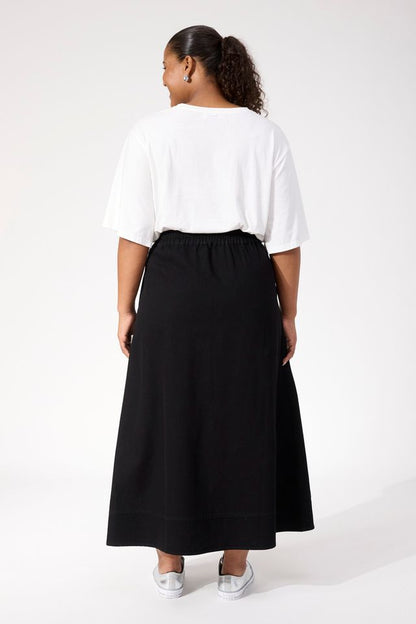 HAVEN DENVER DENIM SKIRT - BLACK