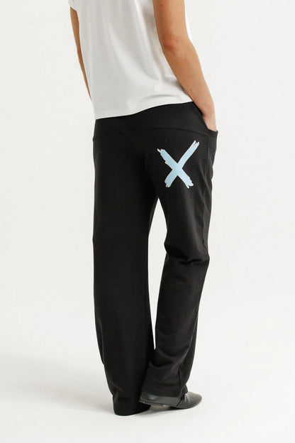 HOME-LEE AVENUE PANTS - BLACK WITH SAPPHIRE/IVORY X