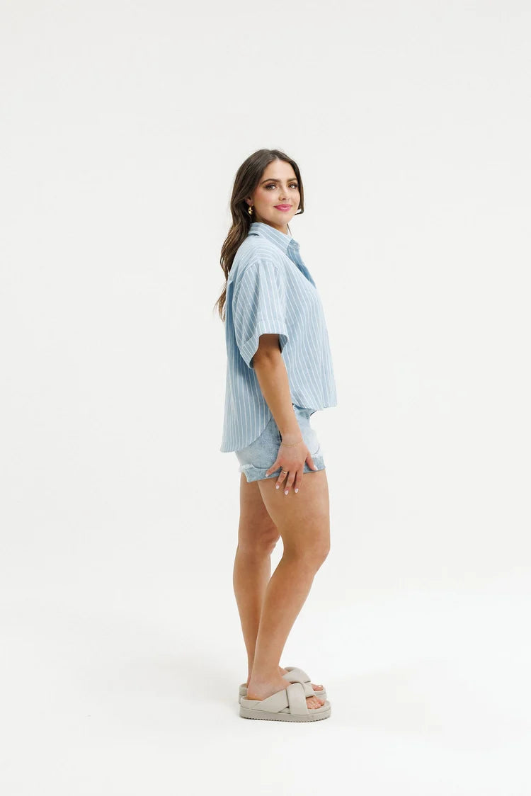 HOME-LEE RUBY SHIRT - HYDRANGEA STRIPES