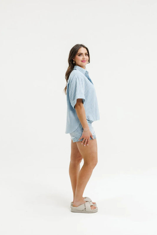 HOME-LEE RUBY SHIRT - HYDRANGEA STRIPES