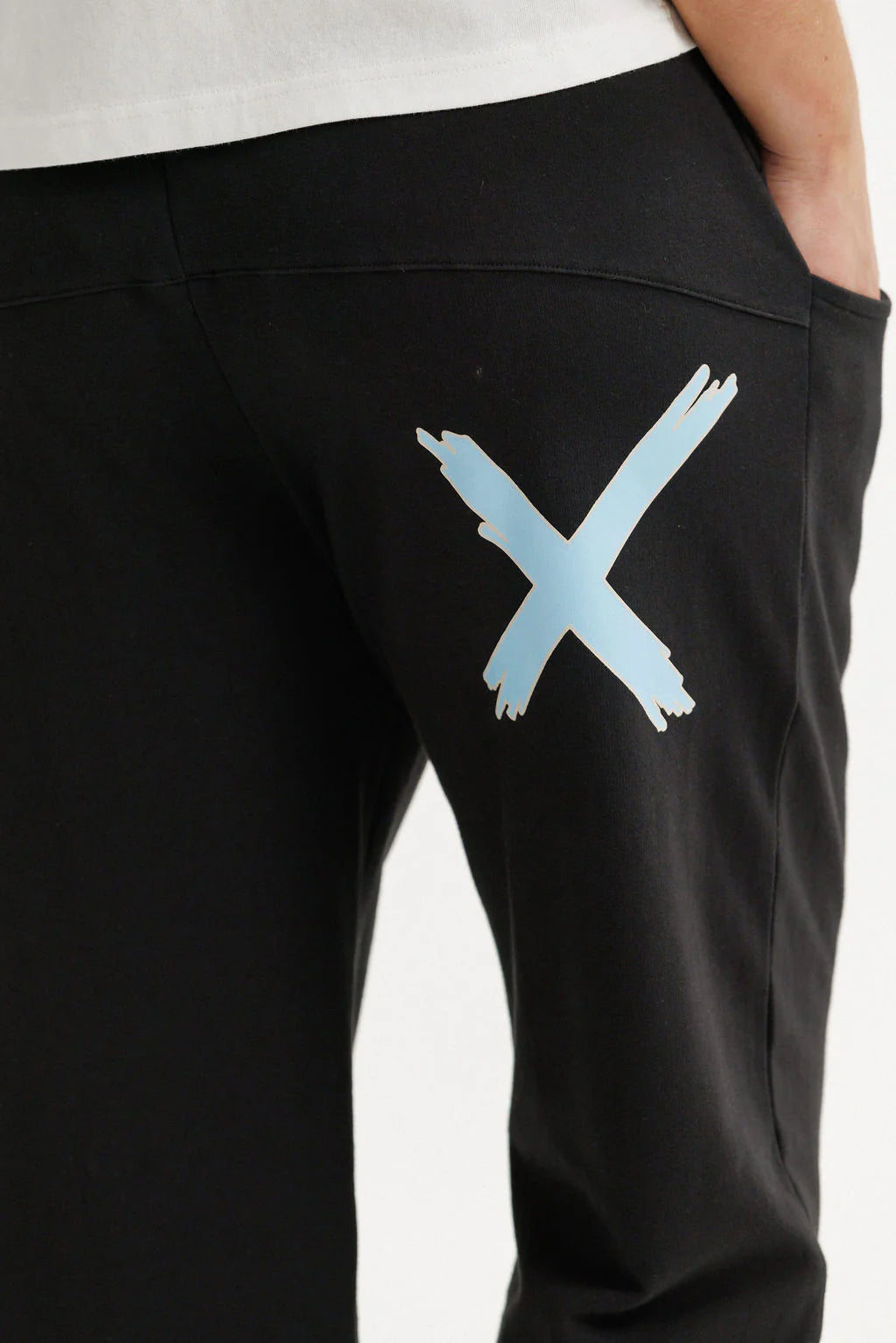 HOME-LEE AVENUE PANTS - BLACK WITH SAPPHIRE/IVORY X