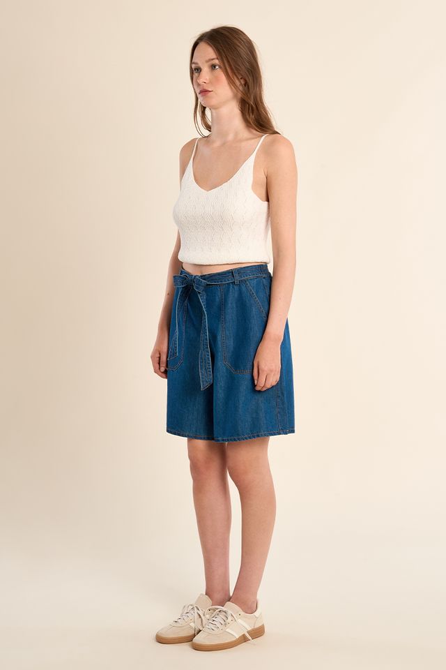 MOLLY BRACKEN WOVEN SHORTS - MID BLUE