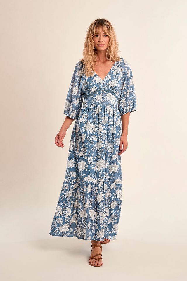 MOLLY BRACKEN WOVEN DRESS MAXI - BLUE DIVIYA