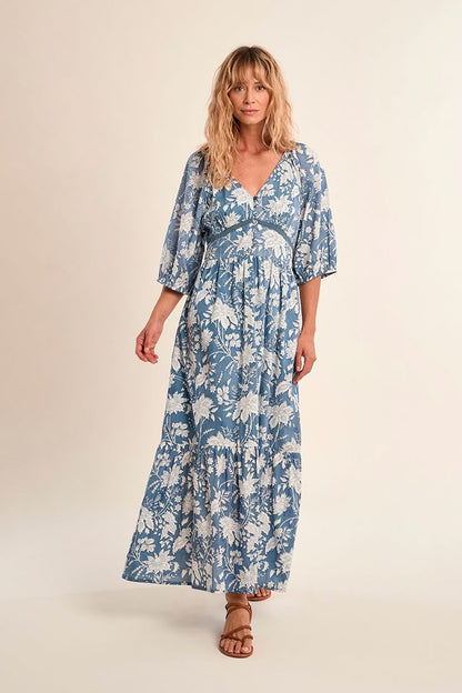 MOLLY BRACKEN WOVEN DRESS MAXI - BLUE DIVIYA