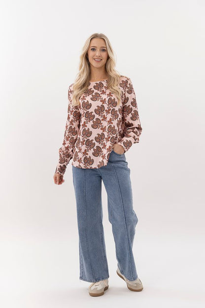 MI MOSO FINLEY TOP - BLUSH BAROQUE